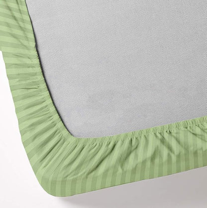 Mattress-Homes Extra Deep Pocket 6 Piece King Sheet Set Hotel Luxury Collection 100% Egyptian Cotton 21" Deep Fitted Sheet Soft Cool & Breathable Bedding with 4 Pillowcases in Sage Striped