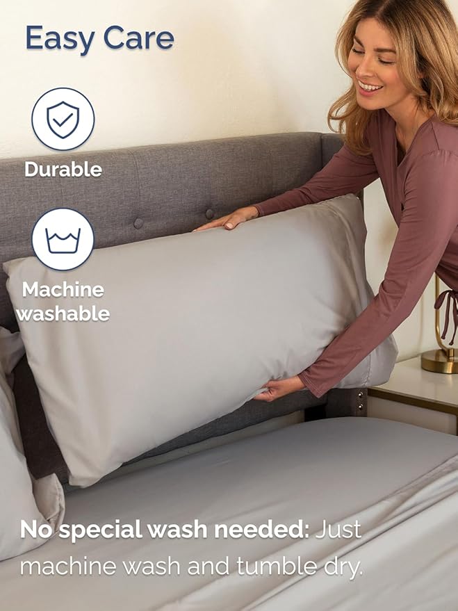 Extra Deep Queen Sheet Set - 6 Piece Breathable and Cooling Sheets - Hotel Luxury Bedding for Women, Men, Kids & Teens - Easy Secure Fit - Soft, Wrinkle Free & Comfy - Extra Deep Pockets - Light Grey