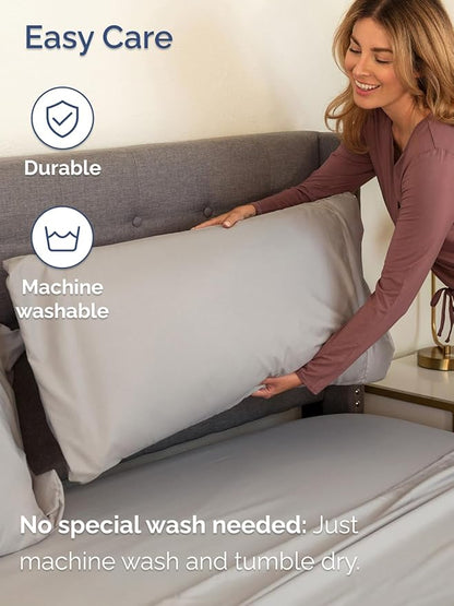 Extra Deep Cal King Sheet Set - 6 Piece Breathable and Cooling Sheets - Hotel Luxury Bedding for Women, Men, Kids & Teens - Easy & Secure Fit - Soft and Wrinkle Free - Extra Deep Pockets - Light Grey