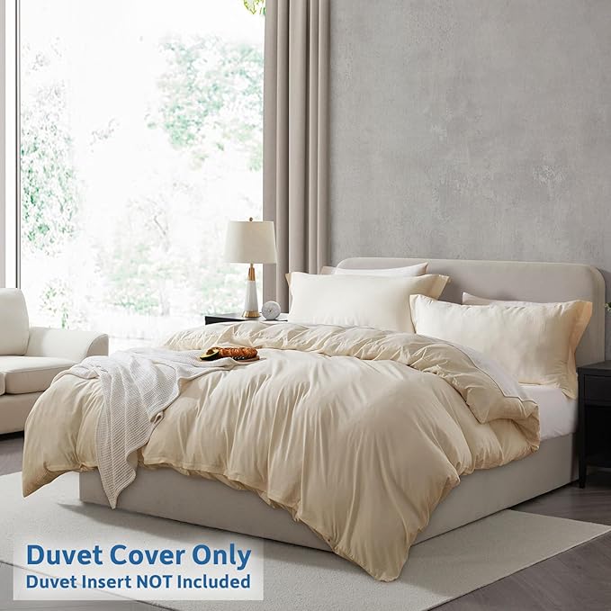Nestl Beige Cream California King Duvet Cover Sets - Soft Prewashed Cal King Duvet Cover, 3 Piece, with Zipper Closure, 1 Duvet Cover 104x98 inches and 2 Pillow Shams