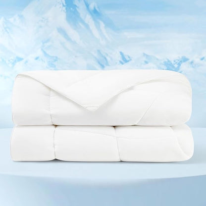 Bedsure Cooling Comforter Twin XL - Cooling Blankets for Hot Sleepers, Lightweight Comforter for Summer with Dual-Sided Cool Tech, Soft Breathable Cold Blanket for Sleeping, White, 68x92 Inches