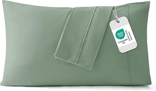 Bedsure King Size Pillow Cases Set of 2 - Sage Green Brushed Microfiber Pillowcases 2 Pack, Super Soft Pillow Case Cover with Envelope Closure for Kids, Wrinkle, Fade Resistant, 20x36 Inches