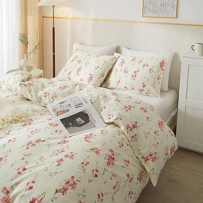 HighBuy Twin XL Comforter Set Pink Floral Boho Twin Extra Fit Comforter Set for College Boho Chic Flower Bedding Set All Season Farmhouse Lightweight Microfiber Comforters with 2 Pillowcases