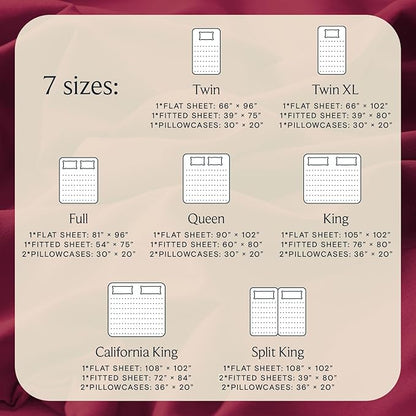 LuxClub 3 PC Sheet Bed Sheets Deep Pockets 18" Eco Friendly Wrinkle Free-Kids-Fitted Sheets Machine Washable Hotel Bedding Silky Soft - Burgundy Twin