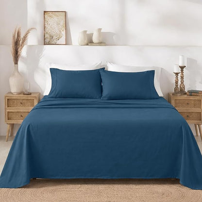California Design Den 6-Pc King Size Sheet Set with 4 Pillowcases - Soft 400 Thread Count 100% Cotton Sheets, Sateen Weave, Deep Pocket Bedsheets Set - Peacock Blue