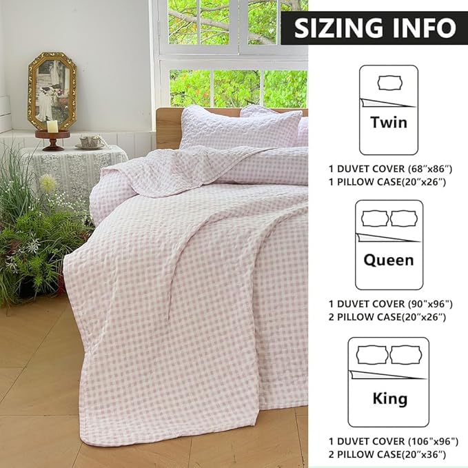 NSNLGSGC Pink Gingham Queen Quilt Set, Soft Pre-Washed Microfiber Pink Plaid Queen Bedspread, Lightweight Checked Summer Quilt, Grid Bedding Coverlets for All Seasons