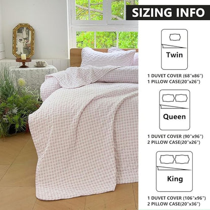 NSNLGSGC Pink Gingham King Quilt Set, Soft Pre-Washed Microfiber Pink Plaid King Bedspread, Lightweight Checked Summer Quilt, Grid Bedding Coverlets for All Seasons