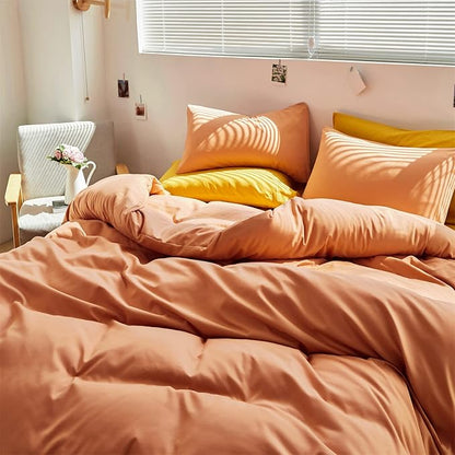CLOTHKNOW Orange King Size Comforter Set Peach Pink Bedding Comforter Sets Soft All Season Cocal Orange Comforter with 2 x Pillow Cases
