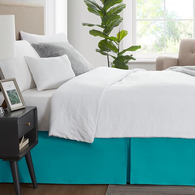 Nestl Teal Full XL Bed Skirt - Full XL Size Bed Skirt 14 Inch Drop - Brushed Microfiber Bed Skirts - Hotel Quality Pleated Bed Skirt - Shrinkage & Fade Resistant