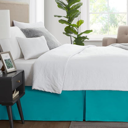 Nestl Teal Bed Skirt King Size - King Bed Skirt 14 Inch Drop - Brushed Microfiber Bed Skirts - Hotel Quality Pleated Bed Skirt - Shrinkage & Fade Resistant