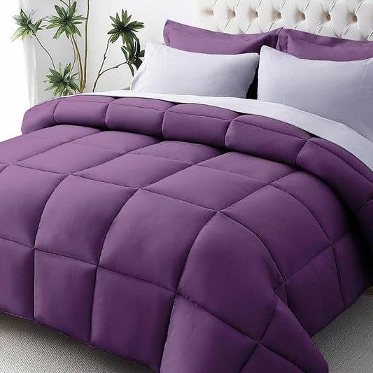 JOLLYVOGUE California King Comforter Set, Ultra-Soft Bed in a Bag Cal King Size 7 Pieces, Oeko-TEX Certified Bedding Set With Down Alternative Comforter, Sheets, Pillowcases & Shams, Purple & Lavender