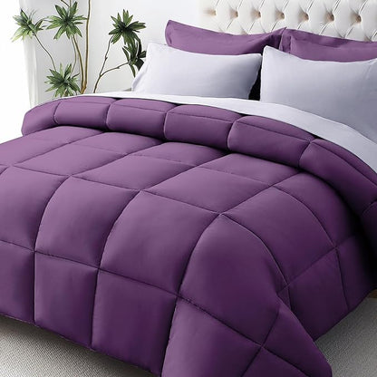 JOLLYVOGUE Twin XL Comforter Set, Ultra-Soft Bed in a Bag Twin XL Size 5 Pieces, Oeko-TEX Certified Bedding Set with Down Alternative Comforter, Sheets, Pillowcases & Shams, Purple & Lavender