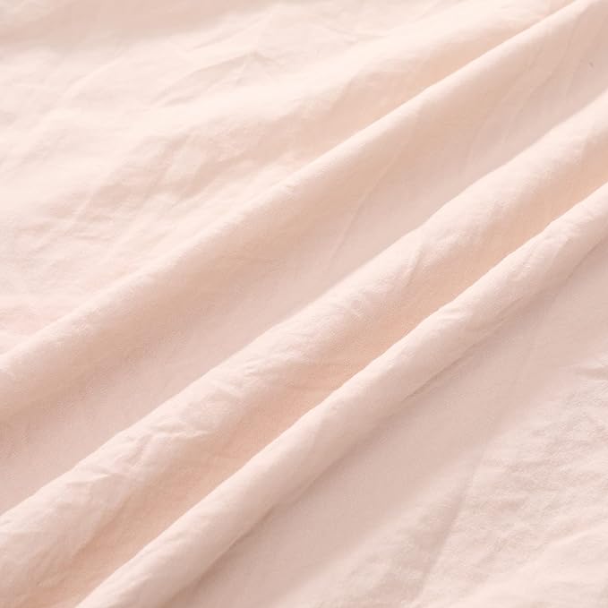 Pink Ruffle Duvet Cover Queen Size, 3PCS Soft Washed Microfiber Vintage French Country Duvet Cover Set for Queen Bed, Pink, 90x90 in