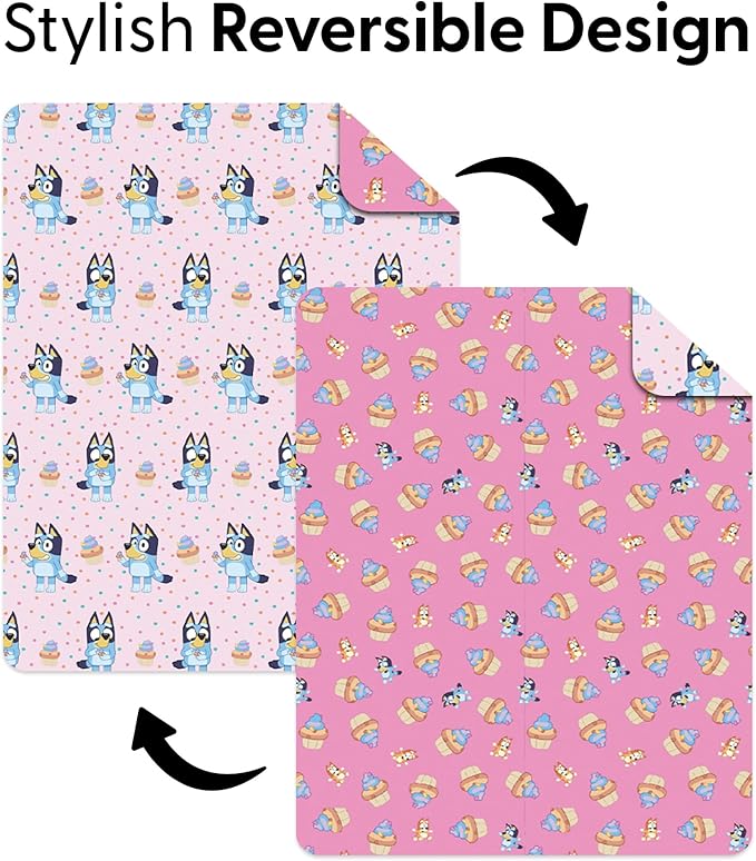 Northwest Bluey Cupcake Stars Quilted Reversible Throw Blanket – Official BlueyThrow Blanket, for Any Kid - Bed, Couch, or Playroom, 60 x 80 Inches
