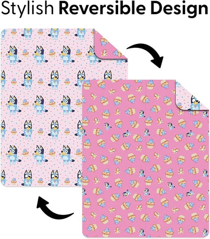 Northwest Bluey Cupcake Stars Quilted Reversible Throw Blanket – Official BlueyThrow Blanket, for Any Kid - Bed, Couch, or Playroom, 60 x 80 Inches