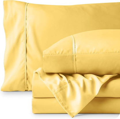 Bare Home King Sheet Set - 1800 Ultra-Soft Microfiber King Bed Sheets - Double Brushed - Deep Pockets - Easy Fit - 4 Piece Set - Bedding Sheets & Pillowcases (King, Lemon Drop)