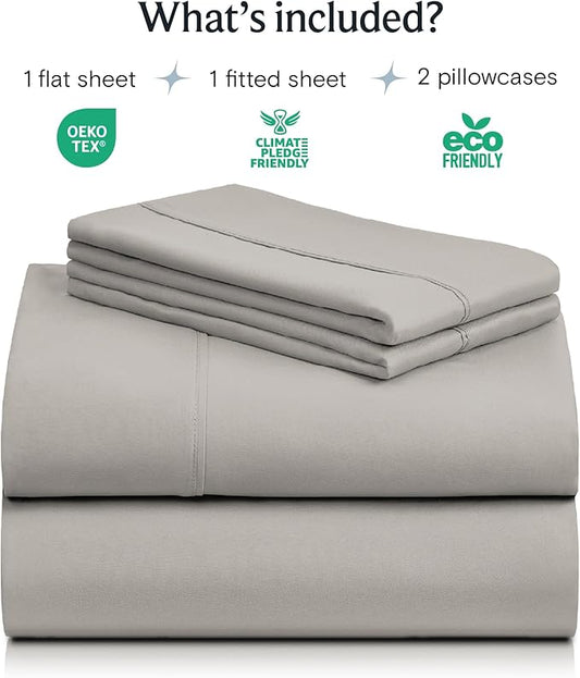 LuxClub 4 PC King Sheet Set, Breathable Luxury Bed Sheets, Deep Pockets 18" Wrinkle Free Cooling Bed Sheets Machine Washable Hotel Bedding Silky Soft - Light Taupe King