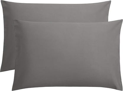 FLXXIE Pillow Cases Queen, Soft Microfiber Pillow Covers with Envelope Closure, Wrinkle Resistant Pillowcases, 2 Piece Set, 20x30, Dark Grey