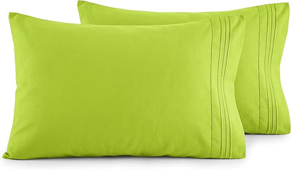 Elegant Comfort Luxury Ultra-Soft 2-Piece Pillowcase Set - 1500 Premium Hotel Quality Microfiber Double Brushed - Wrinkle Resistant, King, Lime