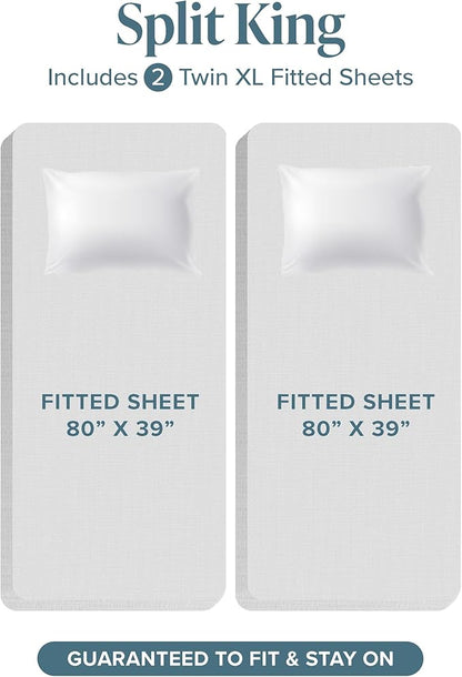 Bare Home Super Soft Fleece Sheet Set - Split King Size - Extra Plush Polar Fleece, No-Pilling Bed Sheets - All Season Cozy Warmth (Split King, Sand)