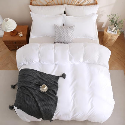 JSD White Duvet Cover Set Twin Size, 2 Piece Microfiber Kids Duvet Cover with Pillow Sham, Zipper Closure, Comforter Not Included