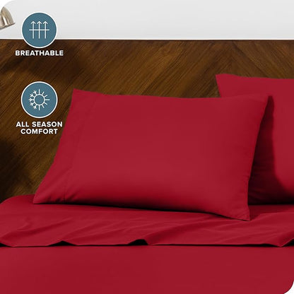 Bare Home Microfiber Pillow Cases - King Size 20x36 - Cooling Pillowcases - Double Brushed - Easy Care - Envelope Closure (King Pillowcase Set of 2, Red)