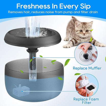 6+6 Pack Lite Fountain Replacement Foam Filters and Sponge Mufflers | 6 Sets Cat Water Fountain Filters Compatible with Lite 2.5L/84oz Cat Water Fountain Foam Pet Water Filters Replacment for Pet