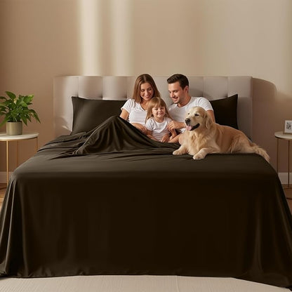 Utopia Bedding Full Size Sheet Set – 4 Piece Bed Sheets, Soft and Breathable Microfiber, Includes 1 Fitted Sheet, 1 Flat Sheet and 2 Pillowcases – Oeko Tex (Brown)