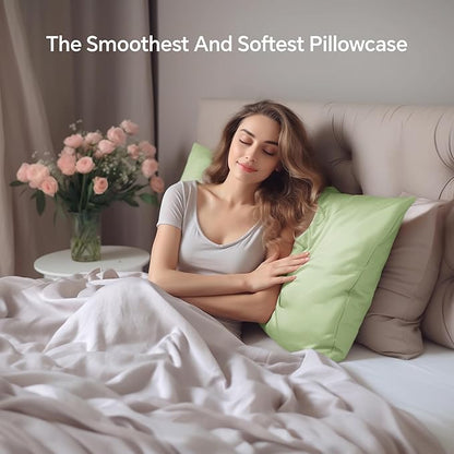 INFIIXSO Silk Pillow Cases 2 Pack Standard Size, Ultra Smooth & Soft Mulberry Silk Pillow Case for Hair and Skin, Breathable Cooling Silk Pillowcase with Hidden Zipper (Sage Green, 20x26 Inches)