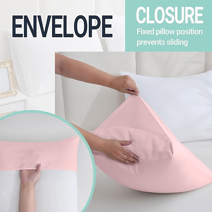 ZPECC Pillow Cases Queen Size Set of 12, 20x30 Envelope Closure Pillowcases, Soft Plain Brushed Microfiber Covers Hypoallergenic Breathable, Pink