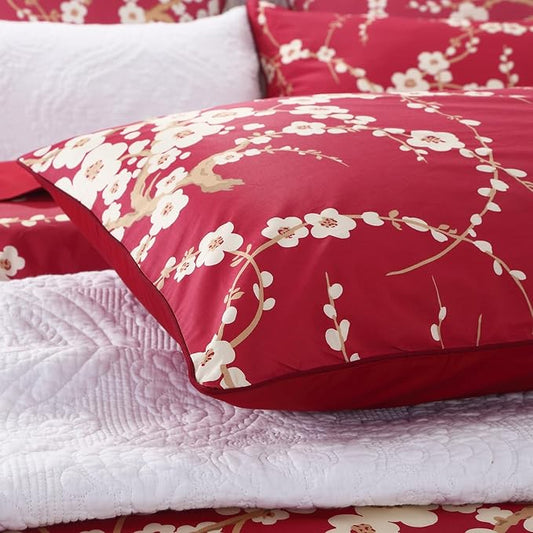 WINLIFE Floral Pillowcases Standard 2-Pack, 100% Cotton Envelope Closure Pillow Cases 20x26 Inches, Breathable & Cooling Bedding Accessories for Spring Summer
