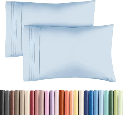 Queen Pillow Cases Set of 2 - Ultra Soft Hotel Quality Pillowcase Covers - Comfy, Cozy & Wrinkle Free - Shrinkage, Stain & Fade Resistant - Machine Washable Pillow Protectors - 2 Piece Set - Sky Blue