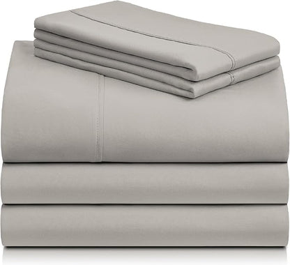 LuxClub 5 PC Split King Sheet Set, Breathable Luxury Bed Sheets, Deep Pockets 18" Eco Friendly Wrinkle Free Cooling Sheets Machine Washable Hotel Bedding Silky Soft - Light Taupe Split King