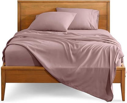 Bare Home Split Head Flex King Sheet Set - 1800 Ultra-Soft Microfiber Bed Sheets - Double Brushed - Deep Pockets - Easy Fit - 4 Piece Set - Bedding Sheets & Pillowcases (Mauve)