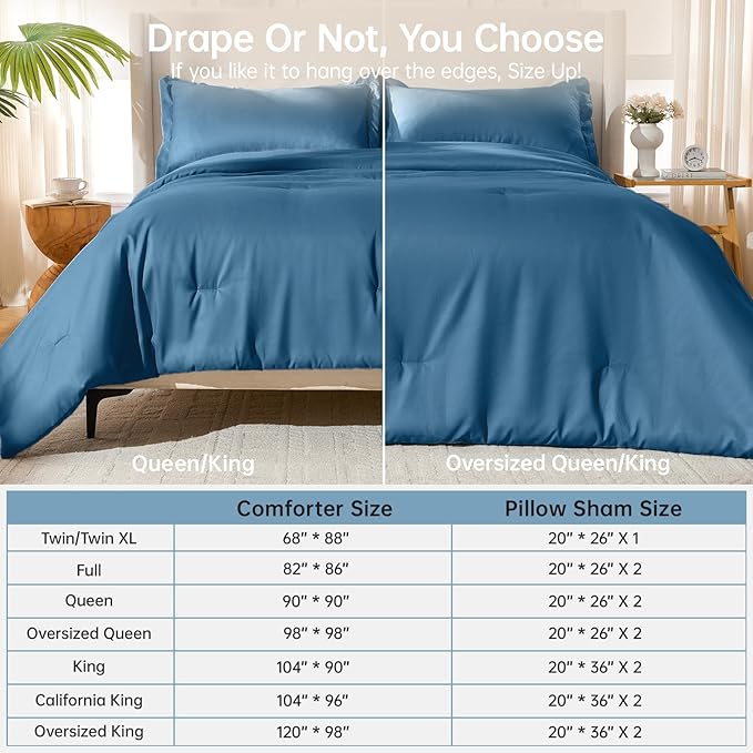 MUXHOMO King Size Comforter Set, All Season Ultra Soft Down Alternative Bedding - 3 Piece Lightweight Bed Set Includes 1 Comforter (104"x90") and 2 Pillow Shams (20"x36"), Teal