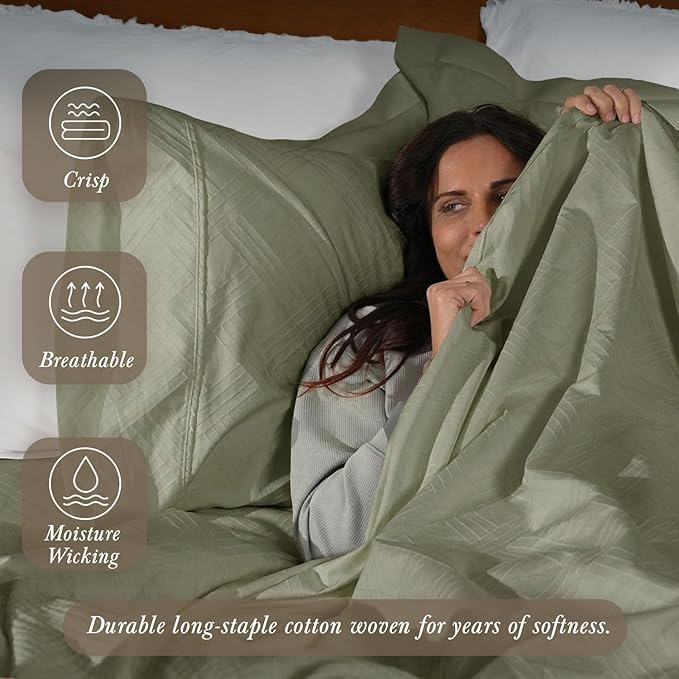 Threadmill King Size Sheets for King Mattress | 800 Thread Count Jacquard Celine Sage Green | Better Than Egyptian Cotton | 4 Pc Bed Sheets | Damask Sheet Fits 16'' Deep Pocket | 100% Cotton Sheets