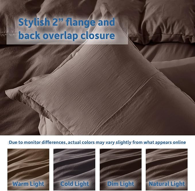 Nestl Chocolate Brown Duvet Cover Full Size - Soft Prewashed Full Size Duvet Cover Set, 3 Piece, with Zipper Closure, 1 Duvet Cover 80x90 inches and 2 Pillow Shams