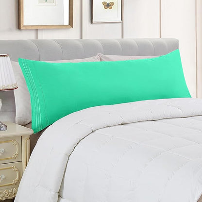 Elegant Comfort Luxury Ultra-Soft 1-Piece Pillowcase Set - 1500 Premium Hotel Quality Microfiber Double Brushed - Wrinkle Resistant, Body Pillowcase Size, Paradise Teal