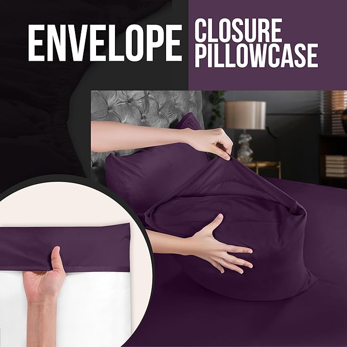 Utopia Bedding Queen Pillow Cases - 12 Pack - Envelope Closure - Soft Brushed Microfiber Fabric - Shrinkage and Fade Resistant Pillow Covers Queen Size 20 X 30 Inches (Queen, Purple)