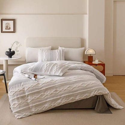 Houseri Tufted Black Comforter Set King Jacquard Bedding Shabby Chic Farmhouse Bed Sets King