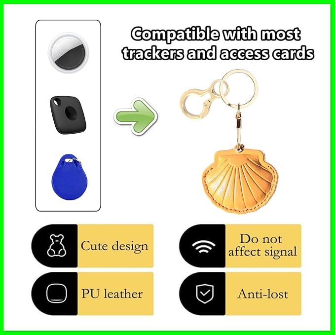 Leather Keychain Holder Case Compatible with AirTag,Cute Protective Bright Cover with Keyring,Anti-Scratch Finder GPS Tracker Case for Wallet Keys,Bag,Pets,Backpack(Yellow)