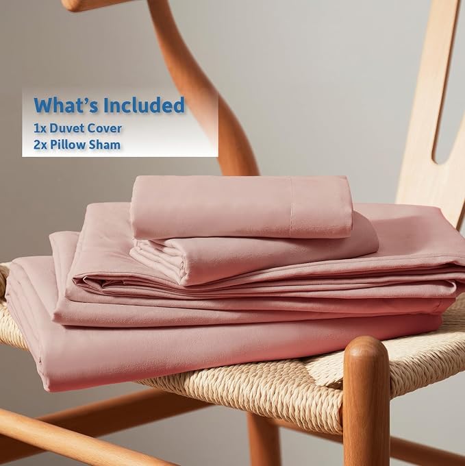 Nestl Blush Pink Duvet Cover Queen Size - Soft Double Brushed Queen Duvet Cover Set, 3 Piece, with Button Closure, 1 Duvet Cover 90x90 inches and 2 Pillow Shams