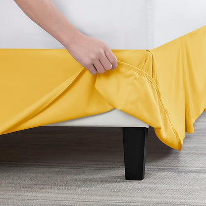 Nestl Yellow Bed Skirt Cal King Size - Cal King Bed Skirt 14 Inch Drop - Brushed Microfiber Bed Skirts - Hotel Quality Pleated Bed Skirt - Shrinkage & Fade Resistant