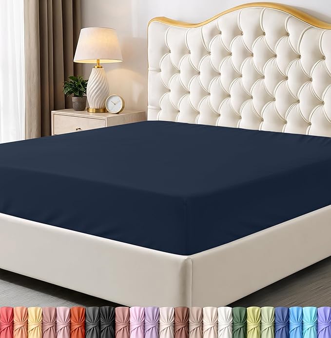 Utopia Bedding Full Fitted Sheet - Bottom Sheet - Deep Pocket - Soft Microfiber - Shrinkage and Fade Resistant - Easy Care -1 Fitted Sheet Only (Navy)