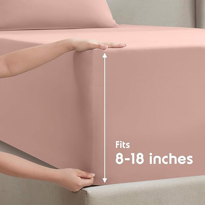 Nestl Twin XL Sheet Set - College Dorm Size - Luxury 1800 Ultra-Soft Microfiber Twin Extra Long Bed Sheets - Deep Pockets - Easy Fit - Extra Soft - 3 Piece Set (Twin XL, Peach Beige)