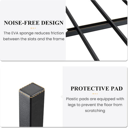 SHA CERLIN Full Size Bed Frame, Wooden Headboard and Footboard, Black Oak | Rounded Corners, 12 Metal Slats, Noise-Free Design, 12-Inch Storage, No Box Spring, 40-Minute Assembly