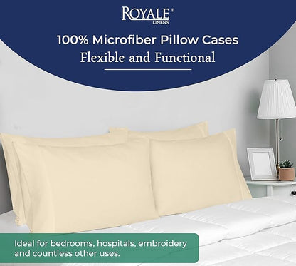 Royale Linens Standard Pillowcase Set of 2 - Bed Pillow Cover - 20"x26" - Sand Pillowcases - 1800 Brushed Microfiber, Wrinkle & Fade Resistant - Soft & Cozy- Standard Size Pillow Case (STD,Sand)