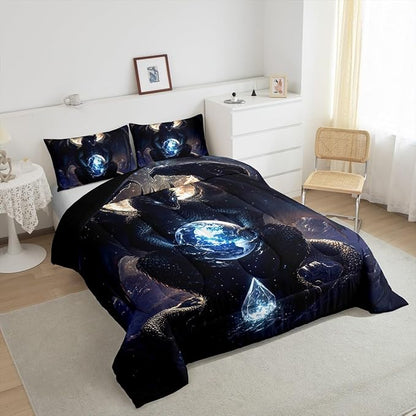 Feelyou Dragon Comforter Set Queen Size Dragon Stuff Bedding Set for Boys Girls Teens Wild Life Duvet Set Room Decor Black Quilt Set