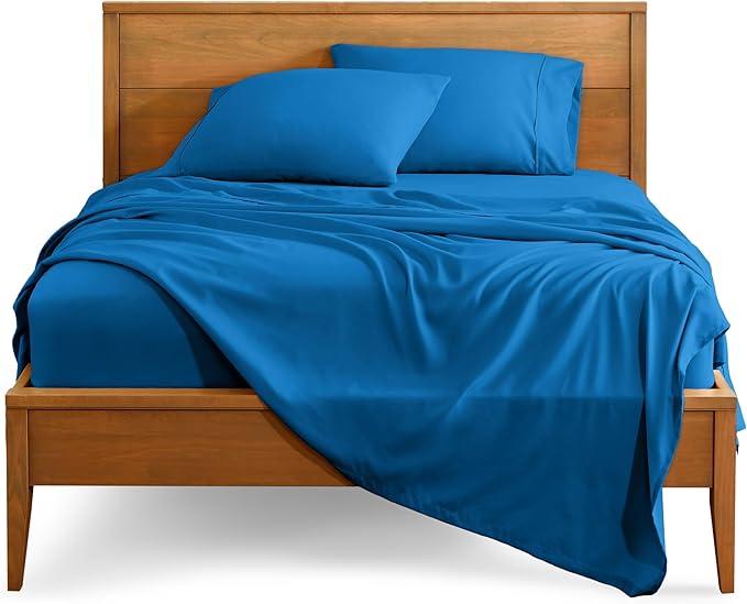 Bare Home Full Sheet Set - 1800 Ultra-Soft Microfiber Full Bed Sheets - Double Brushed - Deep Pockets - Easy Fit - 4 Piece Set - Bedding Sheets & Pillowcases (Full, Medium Blue)