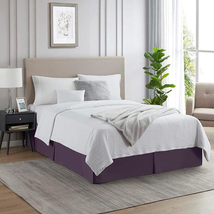 Nestl Dark Purple Bed Skirt Cal King Size - Cal King Bed Skirt 14 Inch Drop - Brushed Microfiber Bed Skirts - Hotel Quality Pleated Bed Skirt - Shrinkage & Fade Resistant